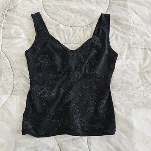 On Gossamer Black Floral Tank Top